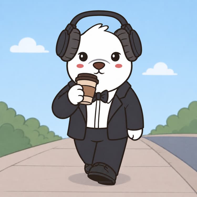 A bear on a coffee walk